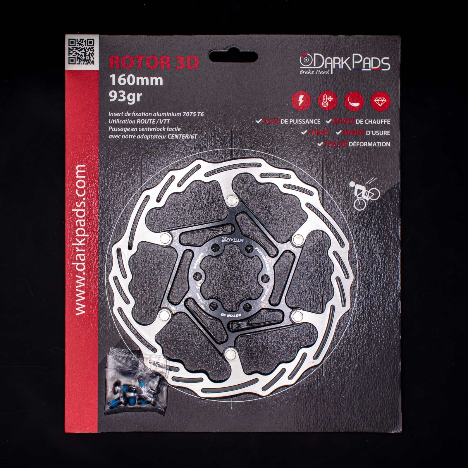 DarkPads ROTOR 3D 6 Trous 160mm - 93gr