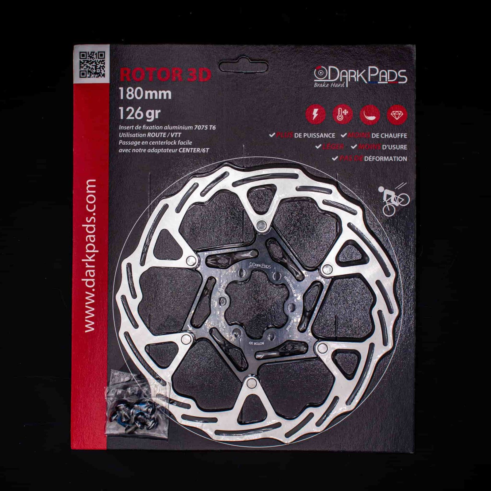 DarkPads ROTOR 3D 6 Trous 180mm - 126gr